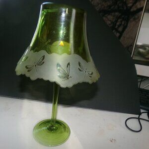 vintage glass Yankee fairy lamp candle holder